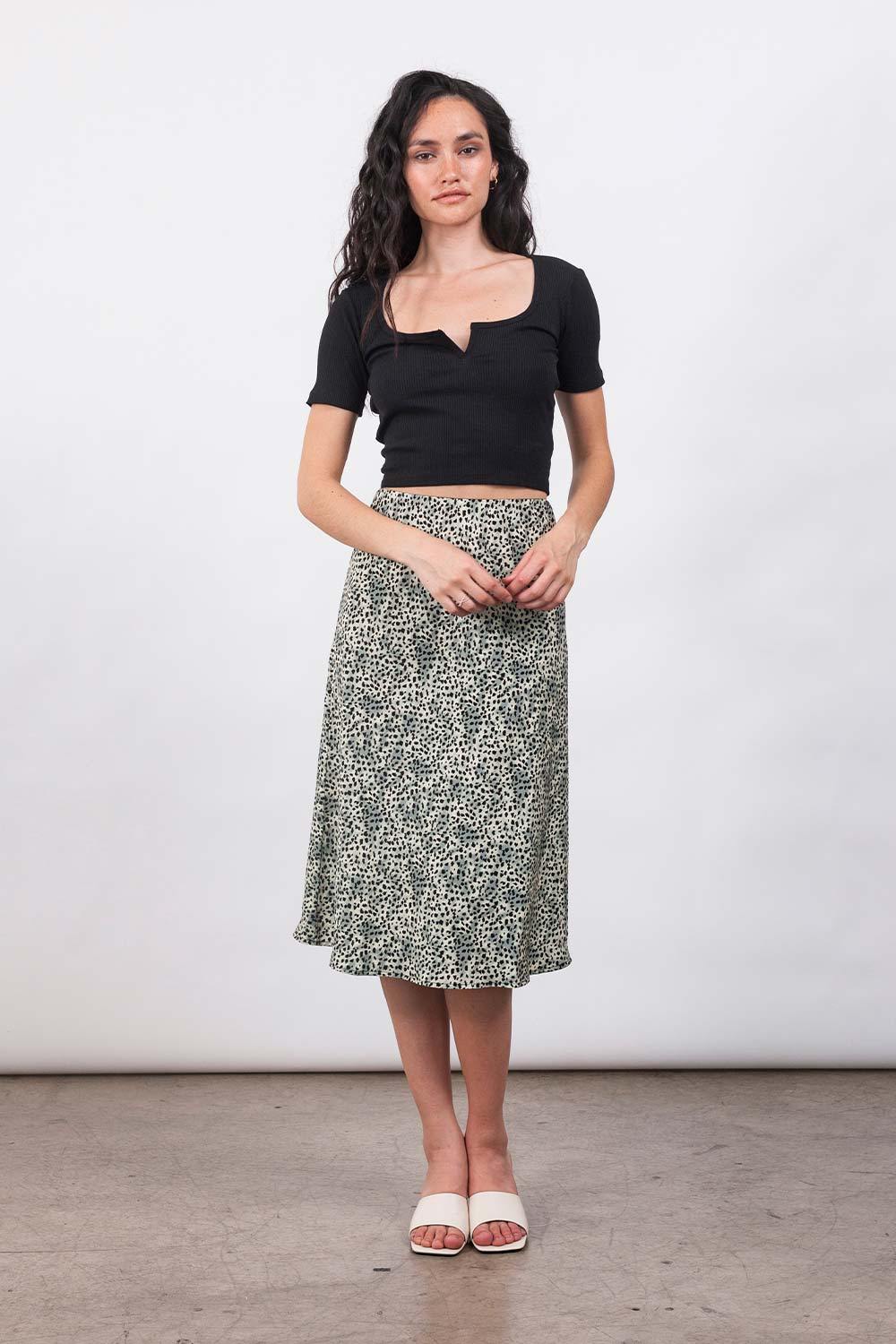 Cheetah midi outlet skirt satin